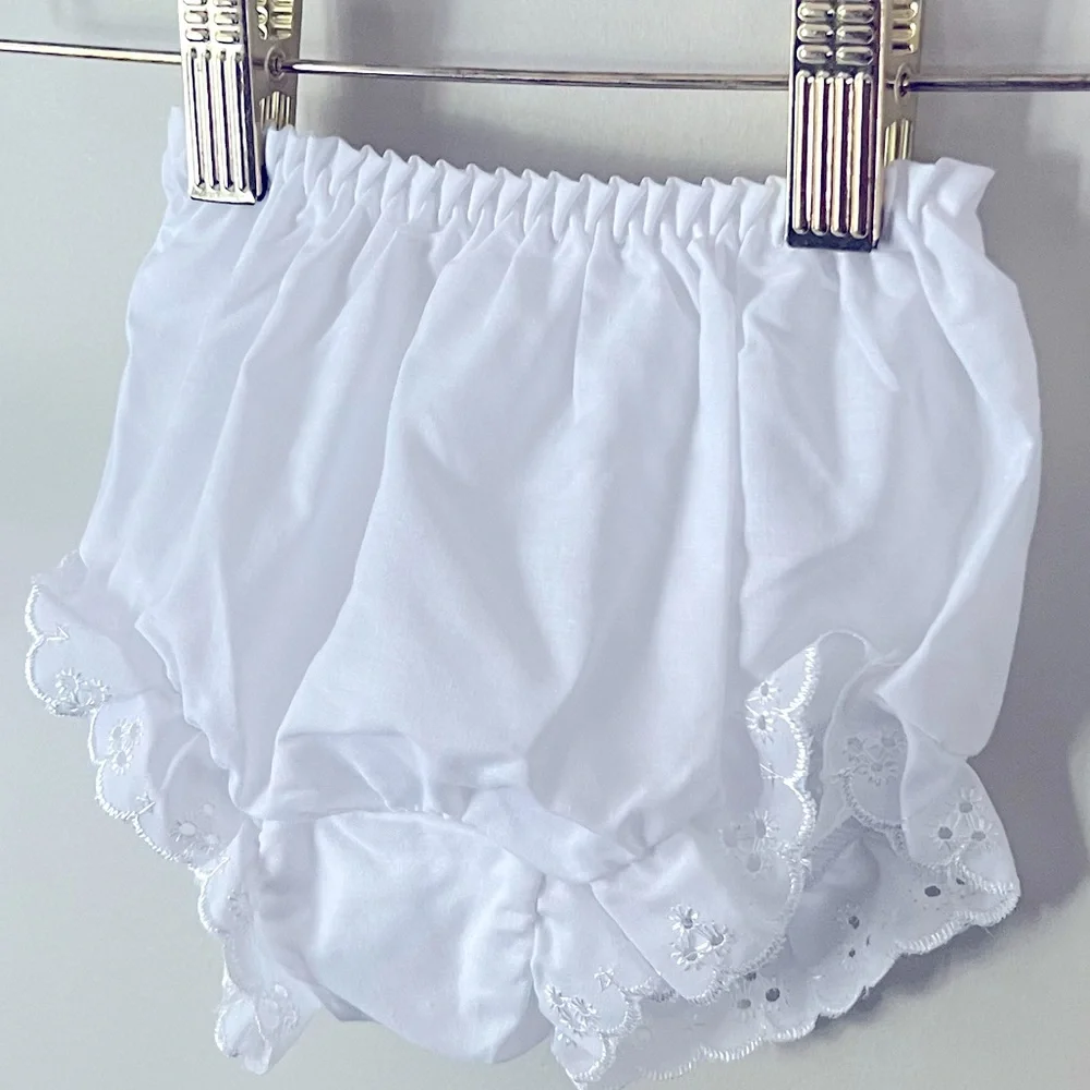 Three White Little Girl Bloomers-Diaper Cover. NEW without tag.